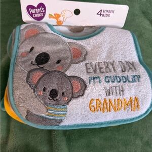 Parent's Choice Koala Infant Bibs - Gray and Yellow